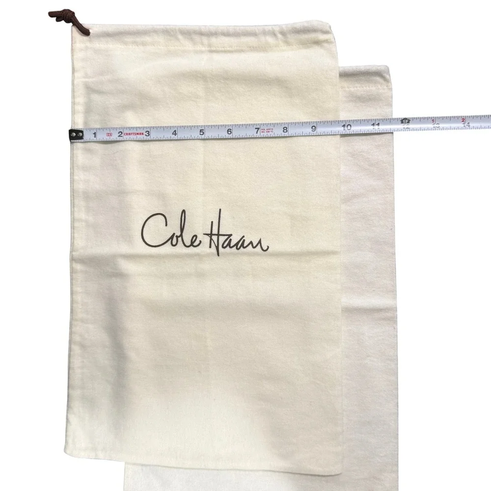 Pair Cole Haan Cream Drawstring Shoe Dust Bags Travel Storage Pouches